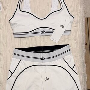 ALO Yoga White and Black Activewear Set